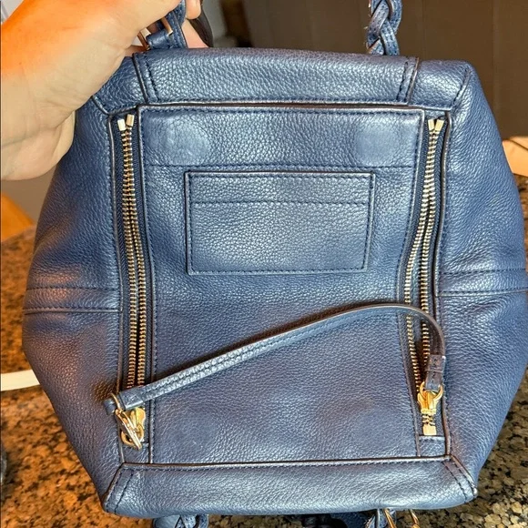 Tory Burch Navy Half Moon Satchel - Picture 11 of 15